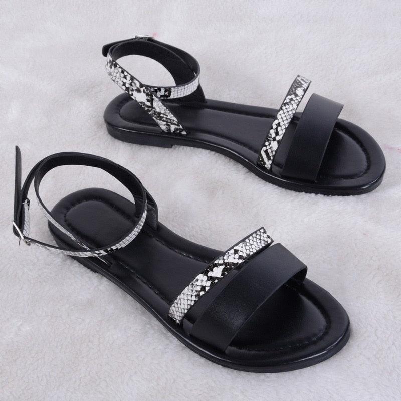 Women Luxury Party Sandals Fashion Summer Casual Black Business Sandals Buckle Straps Beach Shoes Retro Fashion Summer Women Shoes Print Casual Sandals