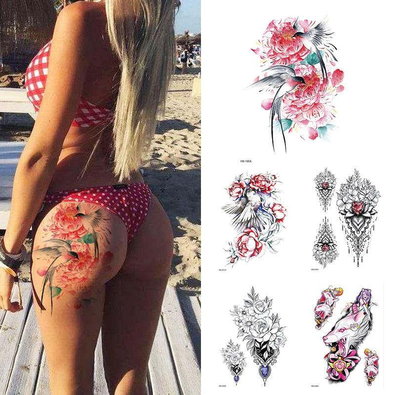 Women Luxury Temporary Stickers Realistic Body Tattoo Flowers Bird Elegant Big Design - STEVVEX Beauty - 103, 3D Tattoo, Animal Tattoo, Arm Tattoo, Beauty, Big Flowers Tattoo, Big Tattoo, Bird Tattoo, Black Tattoos, Body Tattoo, Extra Large Tattoo, Fashion Tattoo, Flower Tattoo, Girls Tattoo, Leg Tattoo, Luxury Tattoo, Modern Tatoos, Realistic Tattoo, Stylish Tattoo, Tattoo, Waterproof Tattoo, Women Tattoo, Womens Tattoo - Stevvex.com