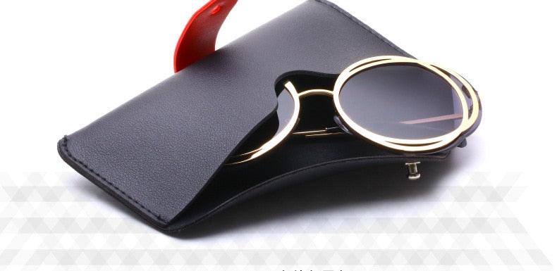 Women Men Fashion Leather Glasses Case Trendy Spectacle Bag Portable Buckle Sunglasses Soft Bag High-End Sunglasses Case Unisex PU Leather Glasses Cases Portable Sunglasses Protective Cases