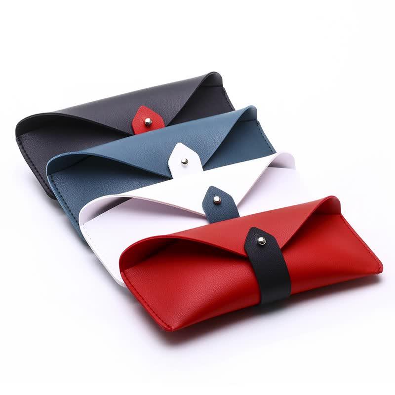 Women Men Fashion Leather Glasses Case Trendy Spectacle Bag Portable Buckle Sunglasses Soft Bag High-End Sunglasses Case Unisex PU Leather Glasses Cases Portable Sunglasses Protective Cases