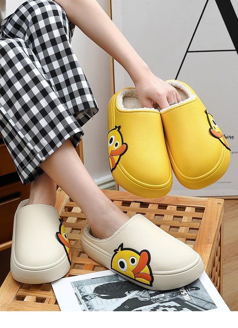 Women Men Slippers Summer Beach Slides Winter Sandals Flip Flops Duck Platform Thick Soled Couples Bathroom Quick Drying EVA Open Toe Soft Slippers Thick Lightweight Slippers