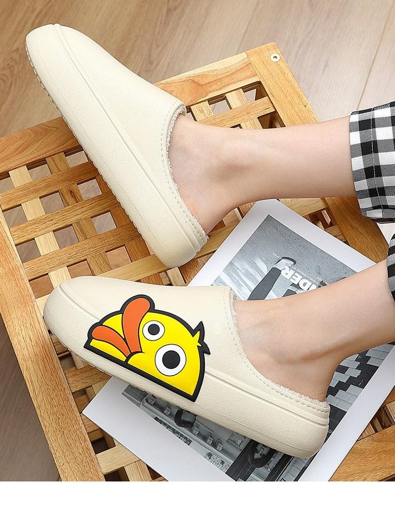 Women Men Slippers Summer Beach Slides Winter Sandals Flip Flops Duck Platform Thick Soled Couples Bathroom Quick Drying EVA Open Toe Soft Slippers Thick Lightweight Slippers