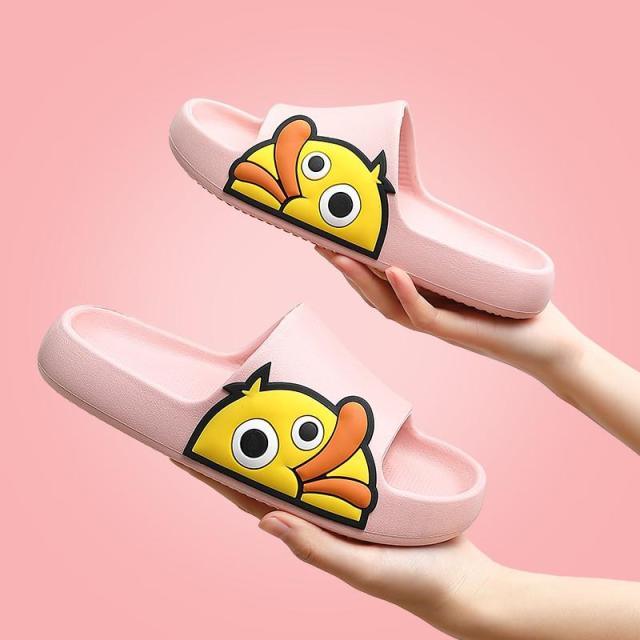 Women Men Slippers Summer Beach Slides Winter Sandals Flip Flops Duck Platform Thick Soled Couples Bathroom Quick Drying EVA Open Toe Soft Slippers Thick Lightweight Slippers