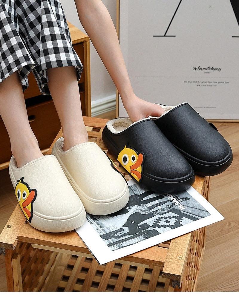 Women Men Slippers Summer Beach Slides Winter Sandals Flip Flops Duck Platform Thick Soled Couples Bathroom Quick Drying EVA Open Toe Soft Slippers Thick Lightweight Slippers