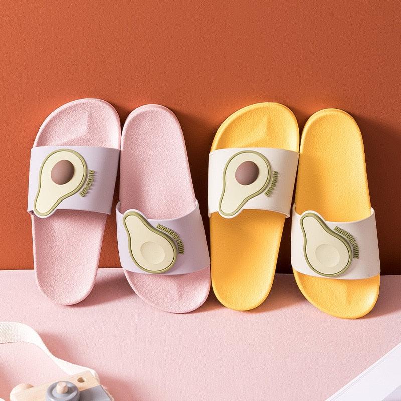 Women Men Summer Slippers Casual Sandals Beach Slides Fruits Avocado Flip Flops Non-Slip Soft Sole Bathroom Shoes Open Toe Soft Slippers Non-Slip Soft Shower Spa Bath Pool Gym House Sandals