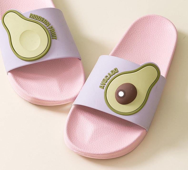 Women Men Summer Slippers Casual Sandals Beach Slides Fruits Avocado Flip Flops Non-Slip Soft Sole Bathroom Shoes Open Toe Soft Slippers Non-Slip Soft Shower Spa Bath Pool Gym House Sandals