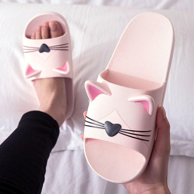 Women Men Summer Slippers Slide Sandals Beach Flip Flops Cats Thick Bottom Couple Boys Girls Comfort Shoes Fashion Outdoor Slides Beach Pool Gym House Slipper