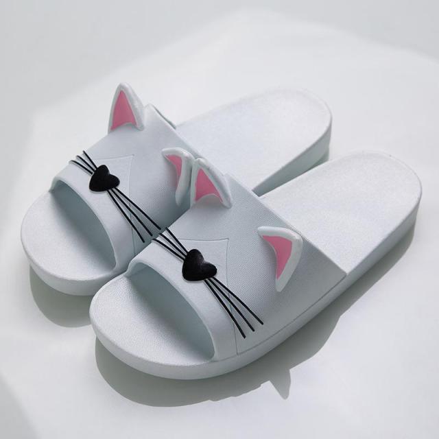 Women Men Summer Slippers Slide Sandals Beach Flip Flops Cats Thick Bottom Couple Boys Girls Comfort Shoes Fashion Outdoor Slides Beach Pool Gym House Slipper