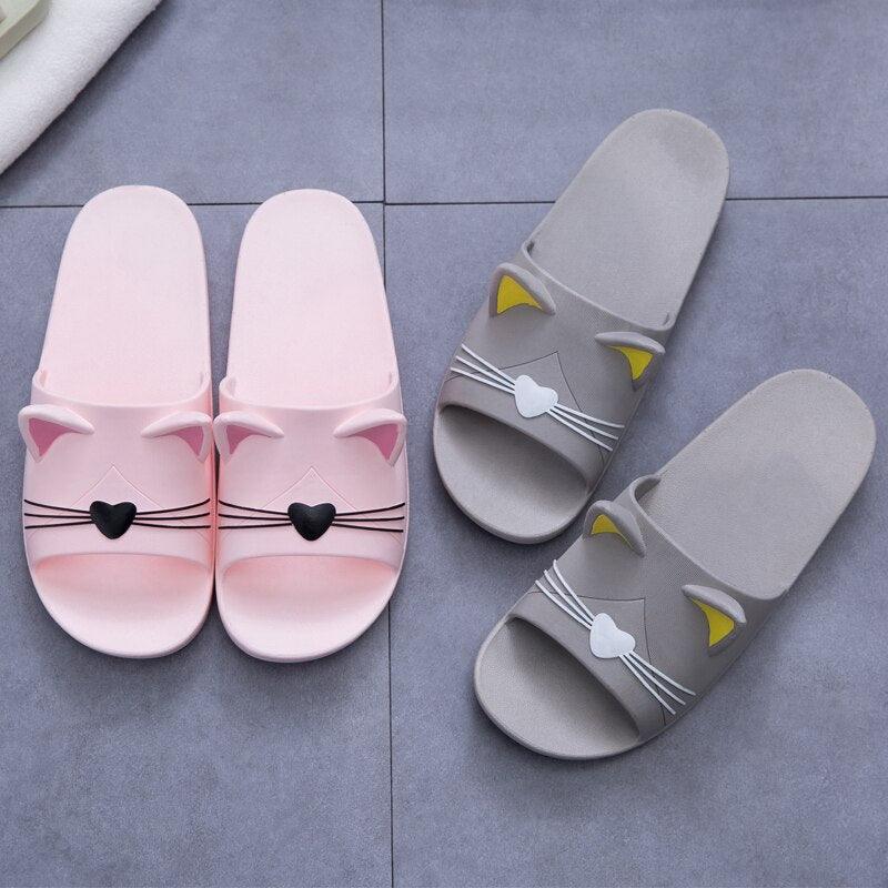 Women Men Summer Slippers Slide Sandals Beach Flip Flops Cats Thick Bottom Couple Boys Girls Comfort Shoes Fashion Outdoor Slides Beach Pool Gym House Slipper