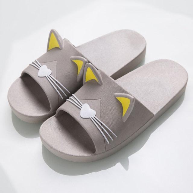 Women Men Summer Slippers Slide Sandals Beach Flip Flops Cats Thick Bottom Couple Boys Girls Comfort Shoes Fashion Outdoor Slides Beach Pool Gym House Slipper