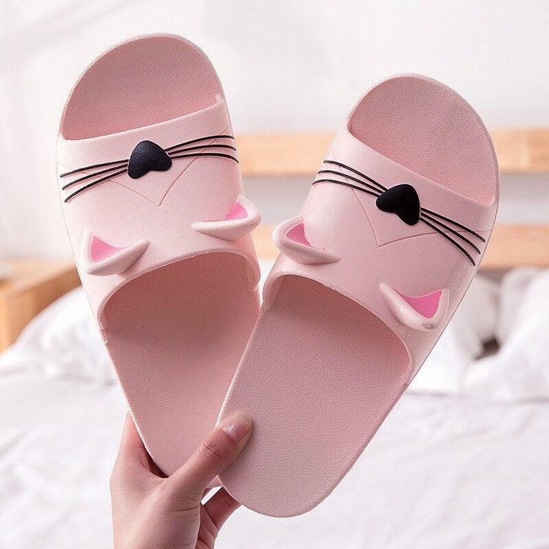 Women Men Summer Slippers Slide Sandals Beach Flip Flops Cats Thick Bottom Couple Boys Girls Comfort Shoes Fashion Outdoor Slides Beach Pool Gym House Slipper