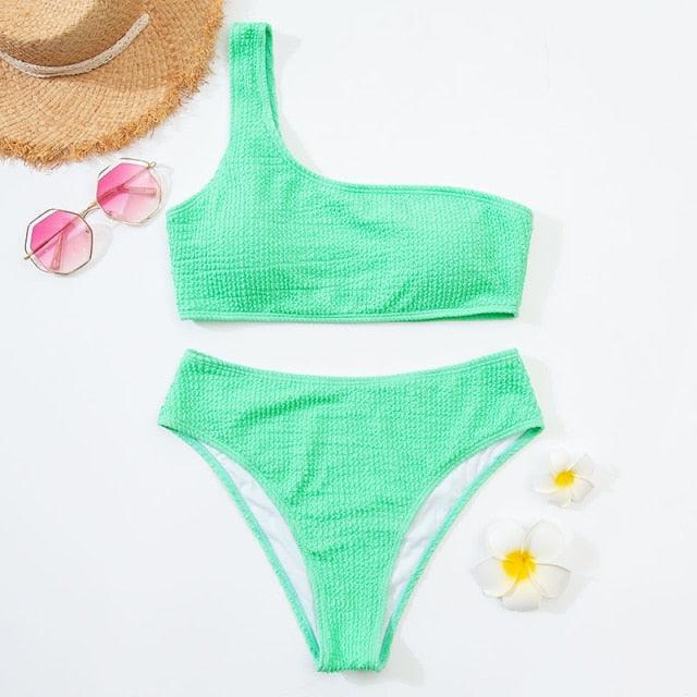 Women One-Shoulder Bikini Swimsuit Women Push Up Swimwear Women's Bathing Suit Comfortable Bikini Ribbed Two Piece Swimsuit Bikini Set Summer Bathing Suit Beach Wear Swimming Suit - ALLURELATION - 519, Beach bikini, Beach Wear, bikini, Bikini Swimsuit, classic bikini, comfortable bikini, Fashion bikini, Modern bikini, new design bikini, Push Up Swimwear, retro bikini, Ribbed bikini, Solid Bikini, stylish bikini, Summer bikini, swimwear, Two Piece Swimsuit, Women bikini, Women's Bathing Suit - Stevvex.com