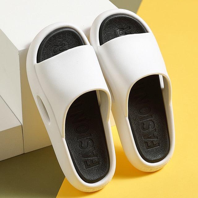 Women Outside Slippers Summer Runway Shoes EVA Soft Thick Sole Non-slip Outdoor Women Slides Pool Beach Open Toe Soft Slippers Thick Lightweight Non-Slip Shower Bath Cloud Slides Pool Gym House Sandals