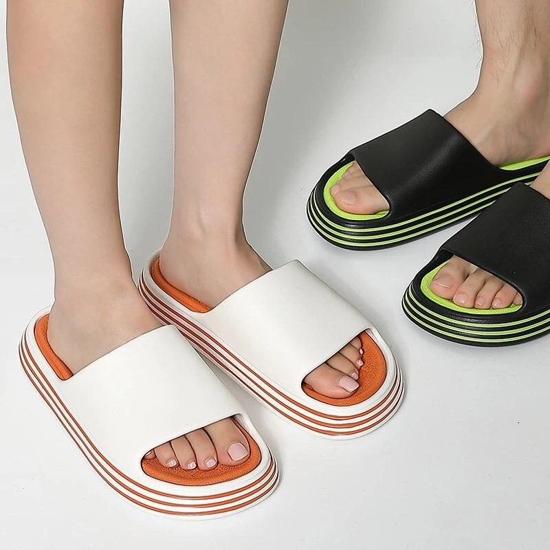 Women Outside Slippers Summer Runway Shoes EVA Soft Thick Sole Non-slip Outdoor Women Slides Pool Beach Open Toe Soft Slippers Thick Lightweight Non-Slip Shower Bath Cloud Slides Pool Gym House Sandals