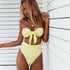 Women  Padded Push Up Strapless Swimsuit Women's Tie Knot Front High Waist Bandage 2PCS Bikini Sets Beachwear Bathing Suit Swimwear Bikini Set Adjustable Bikini Sets Two Piece Bathing Suit