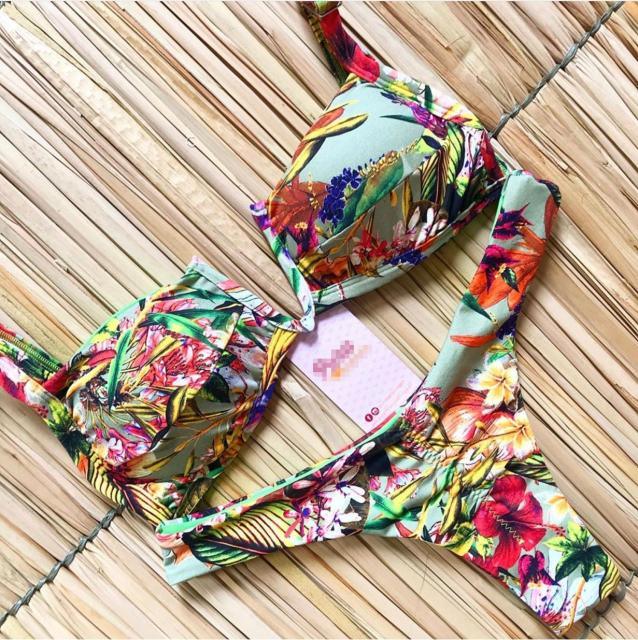 Women Push-up Bikini Swimwear Adjustable Swimsuit Bathing Suit Beachwear Women's Tie Bikini Lace Up Bottom String Swimsuit Bandage Swim Beach Wear Summer Comfortable Bikini Set