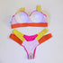 Women Push Up Bikini Women Neon Bandage Swimwear Women Patchwork Bikini Swimsuit 2 Piece  Cutout Molded Push Up Bathing Suit Ruffle Hook Closure Bikini Set Two Piece Bathing Suit