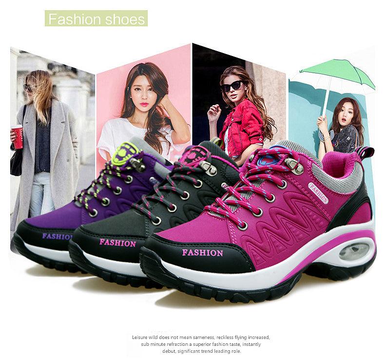 Women Running Air Cushion Athletic Sneakers Walking Breathable Sport Lace Up Hight Platform Casual Shoes Womens Mesh Sneakers Fashion Tennis Breathable Walking Gym Work Shoes