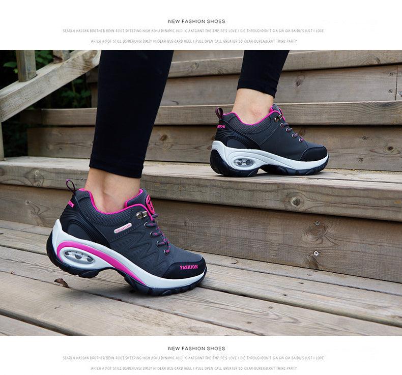 Women Running Air Cushion Athletic Sneakers Walking Breathable Sport Lace Up Hight Platform Casual Shoes Womens Mesh Sneakers Fashion Tennis Breathable Walking Gym Work Shoes