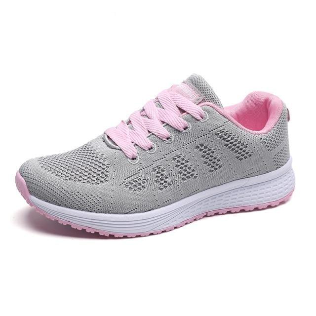 Women Running Sneakers Breathable Women Flat Shoes Lightweight Casual Lace-up Casual Light Sneaker Outdoor Breathable Mesh Fashion Sports Womens Sneakers