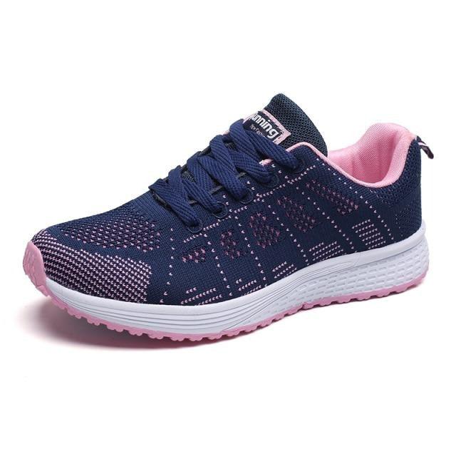 Women Running Sneakers Breathable Women Flat Shoes Lightweight Casual Lace-up Casual Light Sneaker Outdoor Breathable Mesh Fashion Sports Womens Sneakers