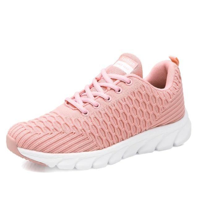 Women Running Sneakers Breathable Women Flat Shoes Lightweight Casual Lace-up Casual Light Sneaker Outdoor Breathable Mesh Fashion Sports Womens Sneakers