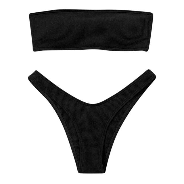 Women's Bikini High Waist Tummy Control Two Piece Swimsuit Swimwear Girl Beach Bathing Suit Woman Fashion Swimwear Padded High Waist Cheeky Bathing Suit