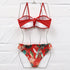 Women's Bikinis Push Up Swimwear Women Swimsuits Red Ruffle Floral Print Bikini Set Women's Ruffle Flounce Triangle Bathing Suits Cute Two Piece Swimsuit Bathing Suit New Summer Bikini Set