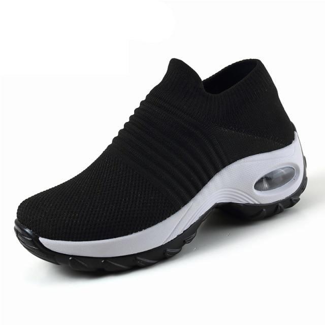 Women's Casual Chunky Sneakers Platform Walking Shoes Fashion Knited Casual Walking Shoes Sock Sneakers Slip On Mesh Air Cushion Comfortable Easy Shoes