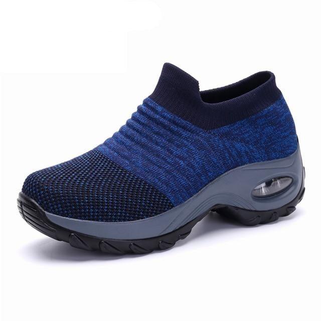 Women's Casual Chunky Sneakers Platform Walking Shoes Fashion Knited Casual Walking Shoes Sock Sneakers Slip On Mesh Air Cushion Comfortable Easy Shoes