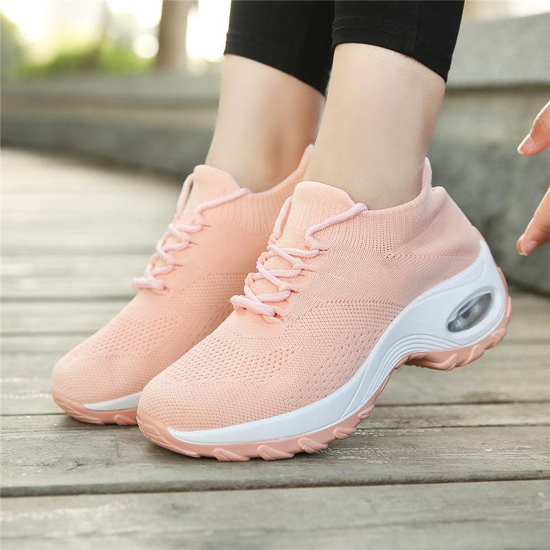 Women's Casual Chunky Sneakers Platform Walking Shoes Fashion Knited Casual Walking Shoes Sock Sneakers Slip On Mesh Air Cushion Comfortable Easy Shoes