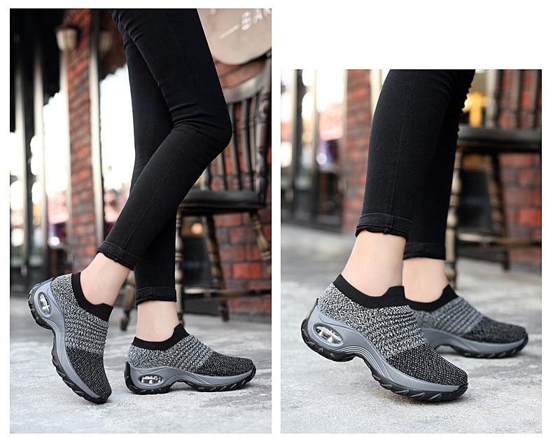 Women's Casual Chunky Sneakers Platform Walking Shoes Fashion Knited Casual Walking Shoes Sock Sneakers Slip On Mesh Air Cushion Comfortable Easy Shoes