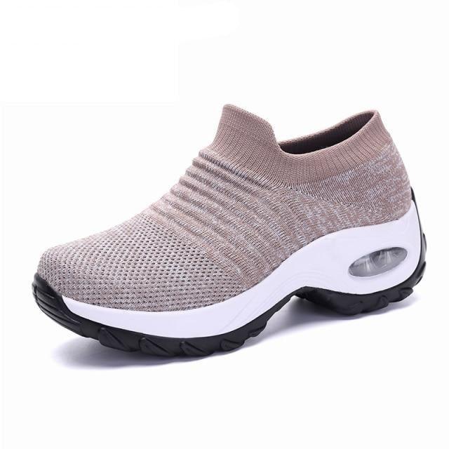 Women's Casual Chunky Sneakers Platform Walking Shoes Fashion Knited Casual Walking Shoes Sock Sneakers Slip On Mesh Air Cushion Comfortable Easy Shoes