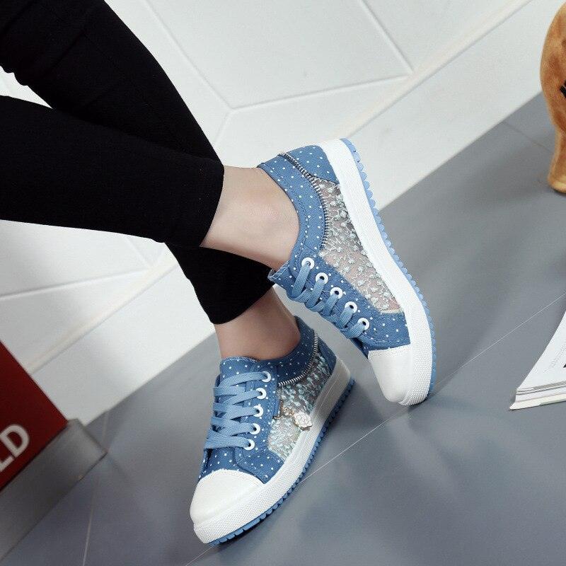 Women's Casual Shoes Summer Fashion Low Top Women's Sneakers Breathable Mesh Low Casual Canvas Shoes Lace-up Classic Shoes Comfortable Tennis Shoes For Walking