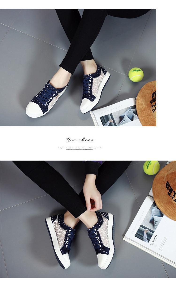 Women's Casual Shoes Summer Fashion Low Top Women's Sneakers Breathable Mesh Low Casual Canvas Shoes Lace-up Classic Shoes Comfortable Tennis Shoes For Walking