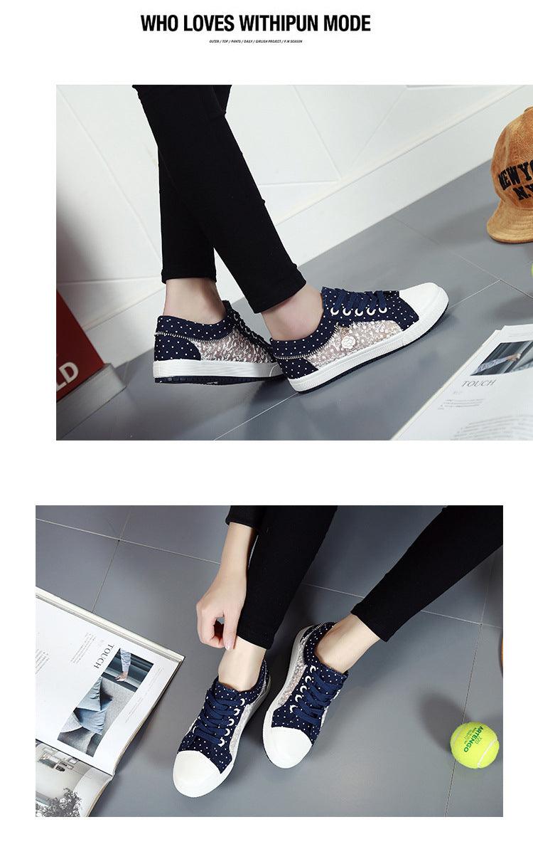 Women's Casual Shoes Summer Fashion Low Top Women's Sneakers Breathable Mesh Low Casual Canvas Shoes Lace-up Classic Shoes Comfortable Tennis Shoes For Walking