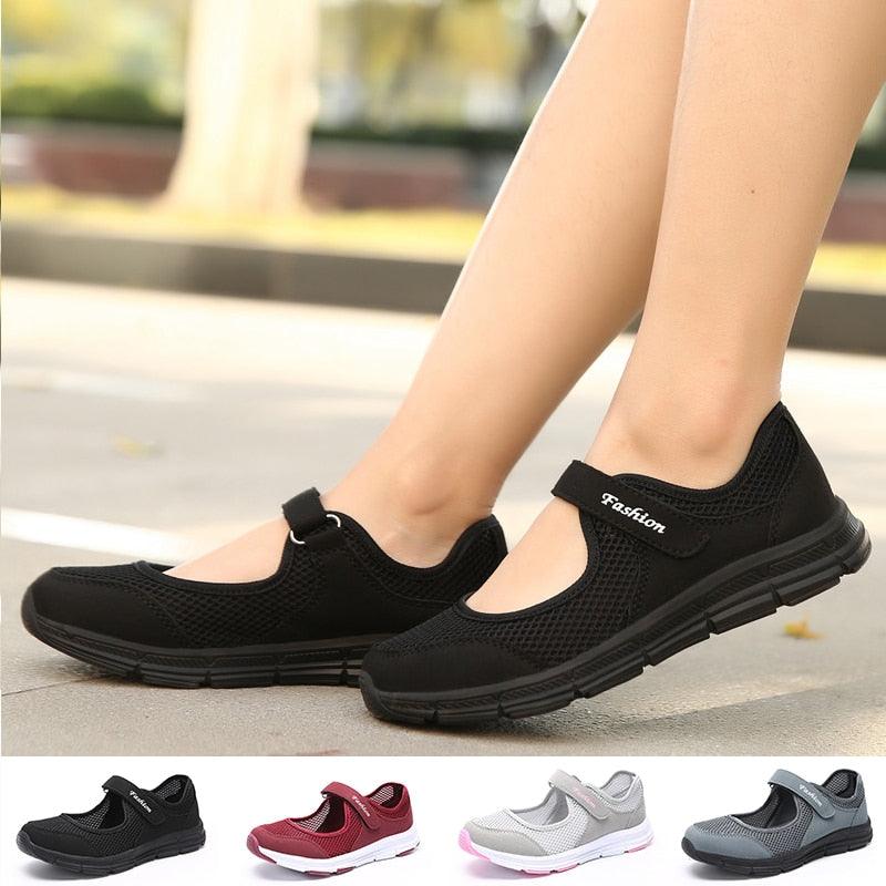 Women's Elegant Walking Shoes Flat Outdoor Comfortable Breathable Casual Soft Sole Lightweight Sport Running Fashion Breathable Mesh Womens Espadrilles