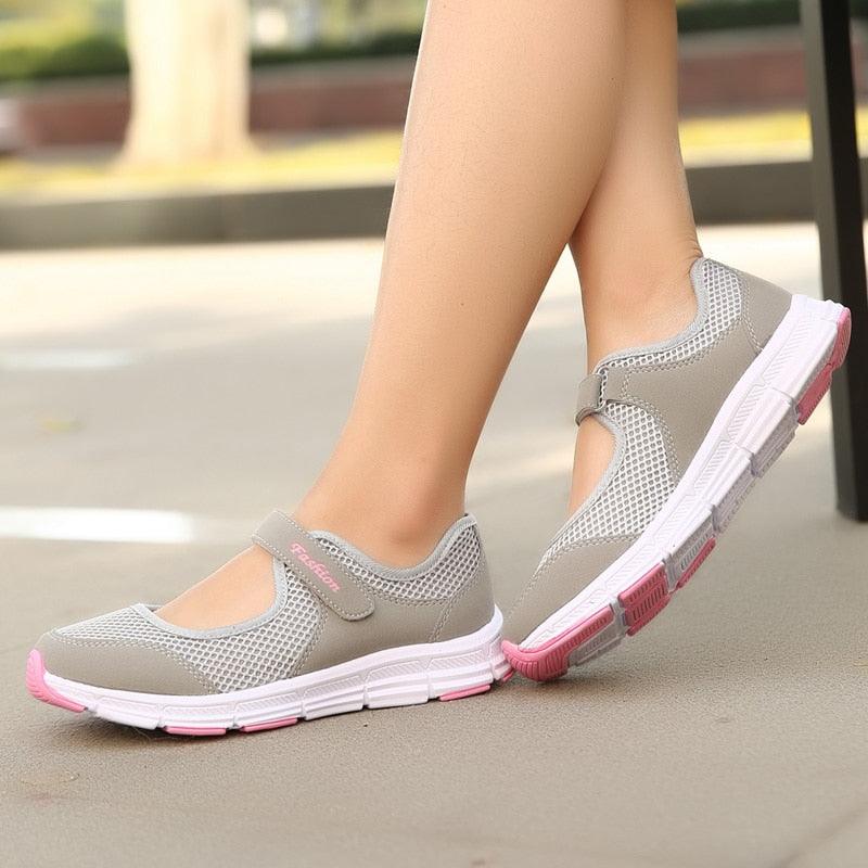 Women's Elegant Walking Shoes Flat Outdoor Comfortable Breathable Casual Soft Sole Lightweight Sport Running Fashion Breathable Mesh Womens Espadrilles