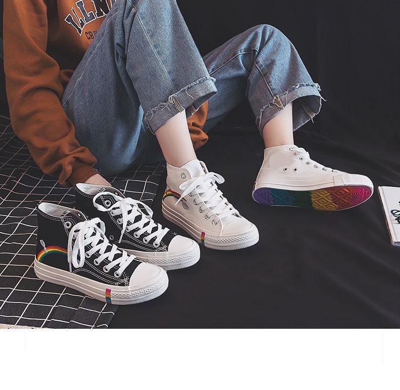 Women's Fashion Vulcanized Sneakers New Rainbow Retro Canvas Shoes Flat Fashion Comfortable Womens Canvas Shoes Sneakers Low Top Tennis Sneakers