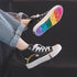 Women's Fashion Vulcanized Sneakers New Rainbow Retro Canvas Shoes Flat Fashion Comfortable Womens Canvas Shoes Sneakers Low Top Tennis Sneakers