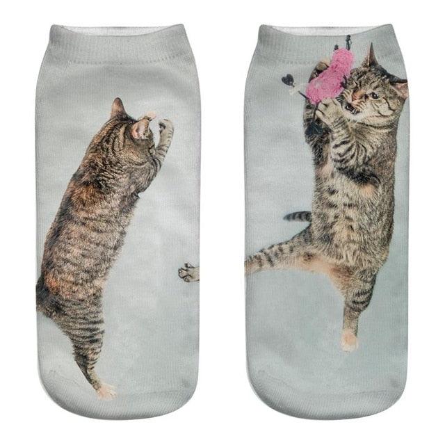 Women's Funny Animal Cute 3D Print Kitten Socks Women Ankle Socks Unisex Socks Fashion Socks Cartoon Cat Fashion Style Casual Boat Socks For Men And Women