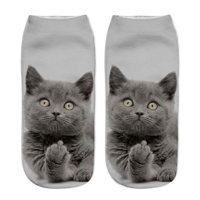 Women's Funny Animal Cute 3D Print Kitten Socks Women Ankle Socks Unisex Socks Fashion Socks Cartoon Cat Fashion Style Casual Boat Socks For Men And Women