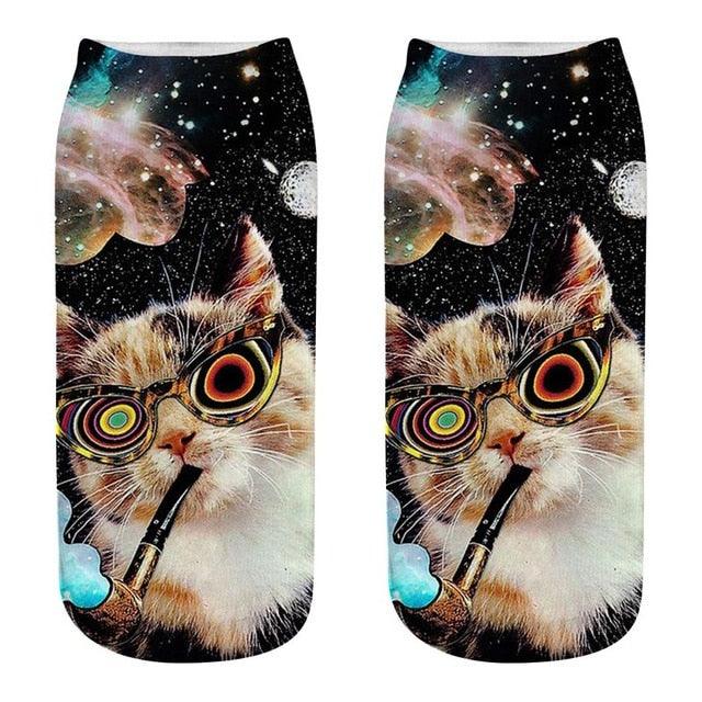 Women's Funny Animal Cute 3D Print Kitten Socks Women Ankle Socks Unisex Socks Fashion Socks Cartoon Cat Fashion Style Casual Boat Socks For Men And Women