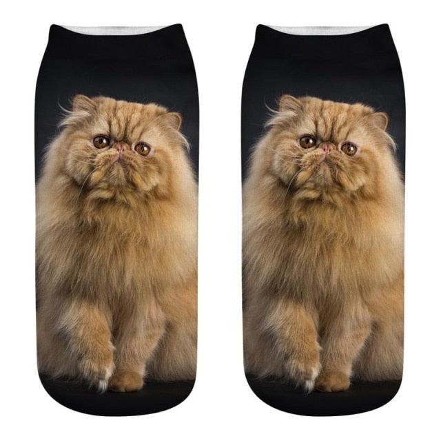 Women's Funny Animal Cute 3D Print Kitten Socks Women Ankle Socks Unisex Socks Fashion Socks Cartoon Cat Fashion Style Casual Boat Socks For Men And Women