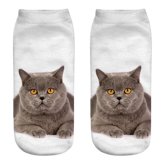 Women's Funny Animal Cute 3D Print Kitten Socks Women Ankle Socks Unisex Socks Fashion Socks Cartoon Cat Fashion Style Casual Boat Socks For Men And Women