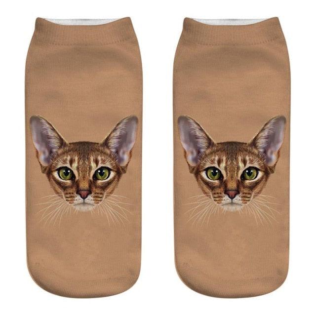 Women's Funny Animal Cute 3D Print Kitten Socks Women Ankle Socks Unisex Socks Fashion Socks Cartoon Cat Fashion Style Casual Boat Socks For Men And Women