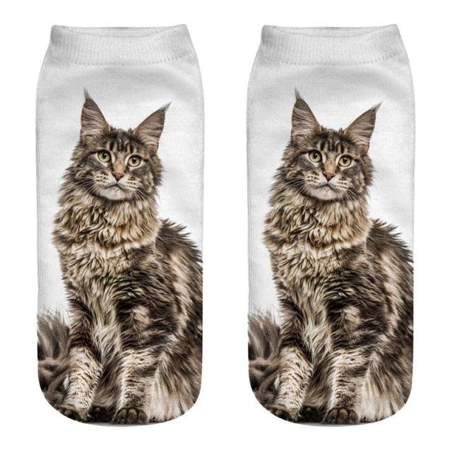 Women's Funny Animal Cute 3D Print Kitten Socks Women Ankle Socks Unisex Socks Fashion Socks Cartoon Cat Fashion Style Casual Boat Socks For Men And Women