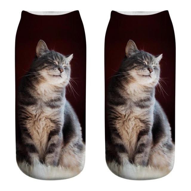 Women's Funny Animal Cute 3D Print Kitten Socks Women Ankle Socks Unisex Socks Fashion Socks Cartoon Cat Fashion Style Casual Boat Socks For Men And Women