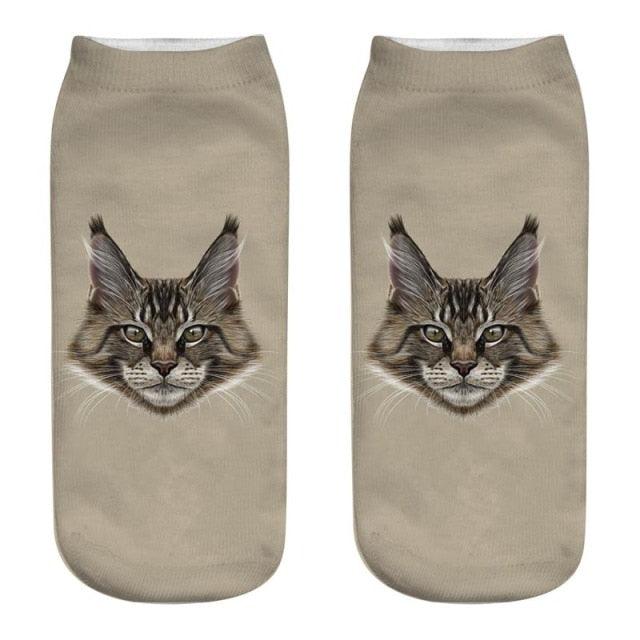 Women's Funny Animal Cute 3D Print Kitten Socks Women Ankle Socks Unisex Socks Fashion Socks Cartoon Cat Fashion Style Casual Boat Socks For Men And Women