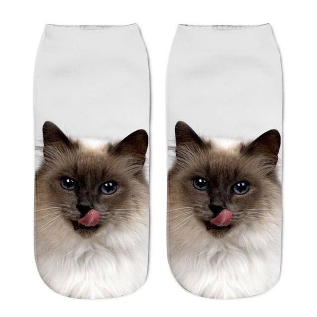 Women's Funny Animal Cute 3D Print Kitten Socks Women Ankle Socks Unisex Socks Fashion Socks Cartoon Cat Fashion Style Casual Boat Socks For Men And Women